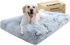 Washable Extra Large Dog Bed with Removable Cover, Super Soft Waterproof Dog Crate Bed with Non-Slip Bottom, Fluffy Pet Bed 4829 Inch, Grey