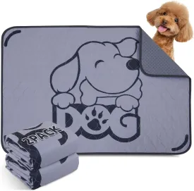 Washable Pee Pads for Dogs: 2 Pack Puppy Pads Washable Mat - Absorbent Reusable Whelping Pads, Non-Slip Dog Mats for Floor Protection, Couch Cover, Crate, Potty Training, Puppy Pen Pad 24x35 in, Gray