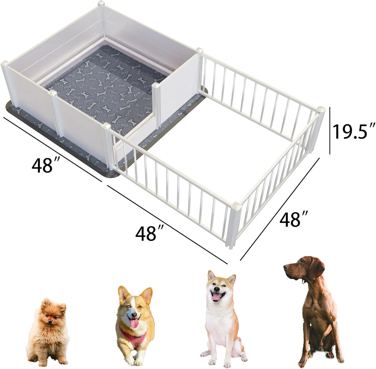 Whelping Box,Whelping Box for Dogs with Washable Puppy Pads, Double Rooms Whelping Pen for Large Breed Dogs,Indoor Whelping Kit for Puppies Birth,White,96"x48"x19.5"