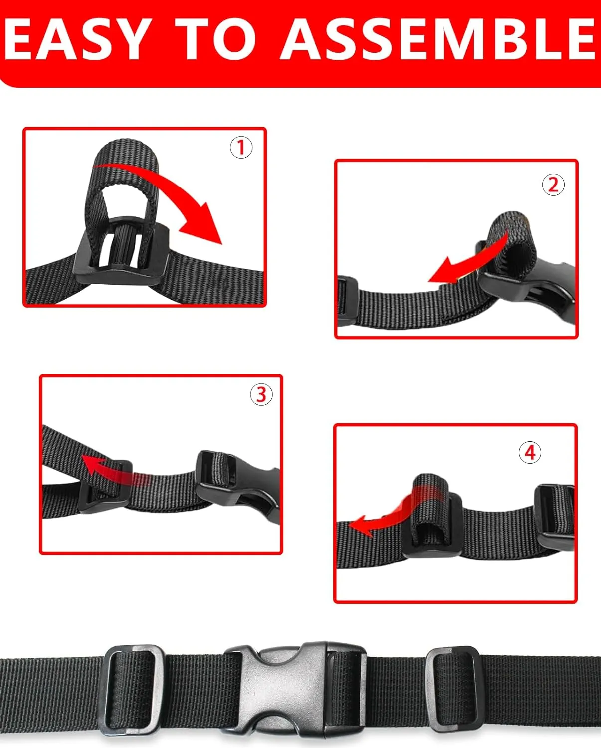 ZHFMILY Black Nylon Webbing Strap with Plastic Buckles 45ft Flat Webbing Strapping for Indoor&Outdoor Gear, Pet Collars, DIY Projects, Crafts, Repairing.